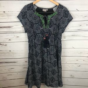 EShakti Embroidered Tassel Navy Dress Medium 10